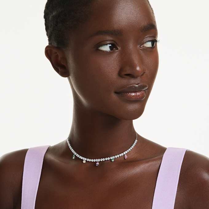 Collier Ariana Grande x Swarovski, tailles variées, multicolore, plaqué rhodium Collier Ariana Grande x Swarovski, tailles variées, multicolore, plaqué rhodium