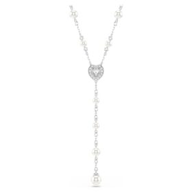 Collier Ariana Grande X Swarovski Y : tailles variées, perle de cristal, cœur, blanc, plaqué rhodium