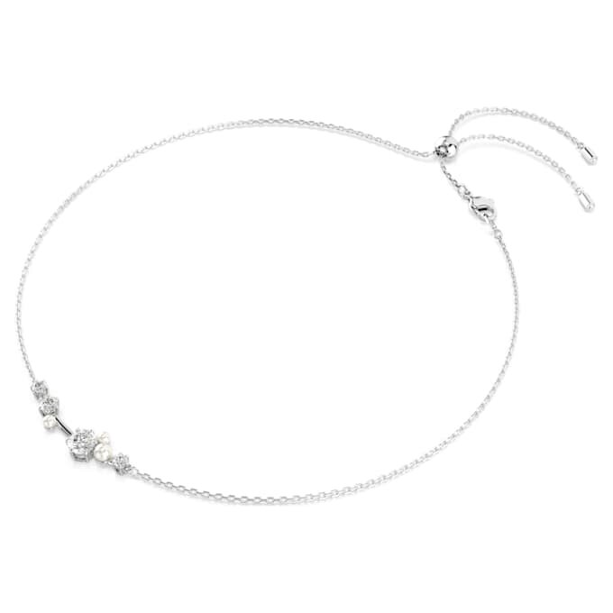 Collier Constella Crystal Pearl, tailles rondes, blanc, plaqué rhodium Collier Constella Crystal Pearl, tailles rondes, blanc, plaqué rhodium