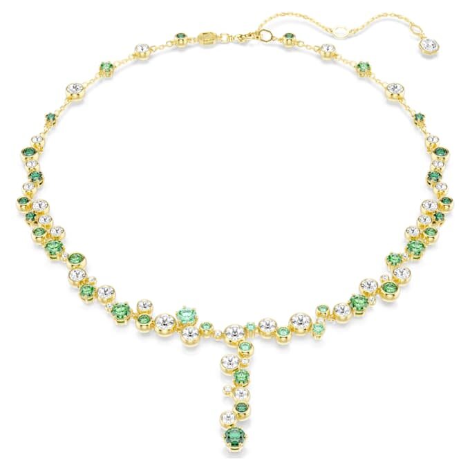 Collier Constella en Y, tailles variées, vert, plaqué or Collier Constella en Y, tailles variées, vert, plaqué or