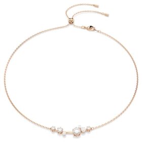 Collier Constella Perle de cristal, tailles rondes, blanc, plaqué or rose