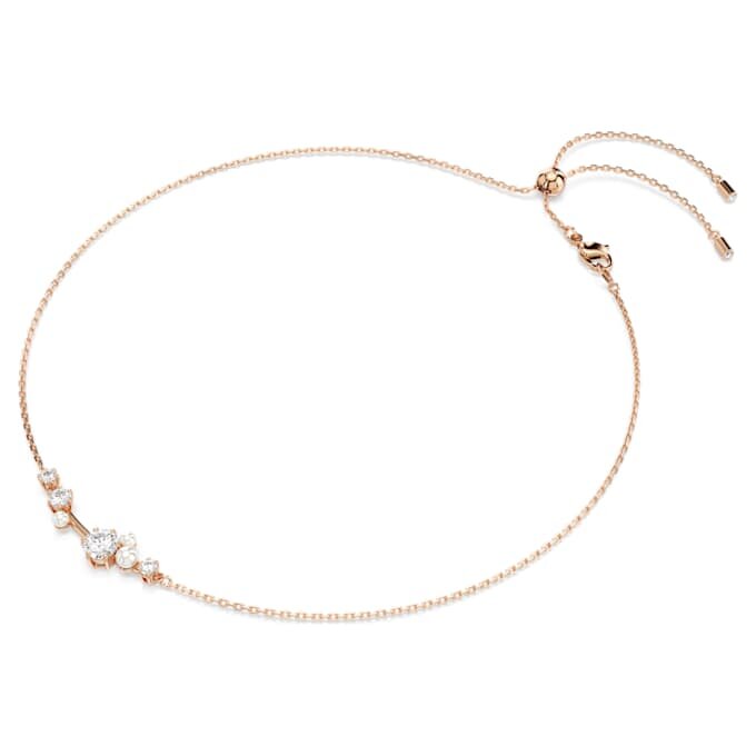 Collier Constella Perle de cristal, tailles rondes, blanc, plaqué or rose Collier Constella Perle de cristal, tailles rondes, blanc, plaqué or rose