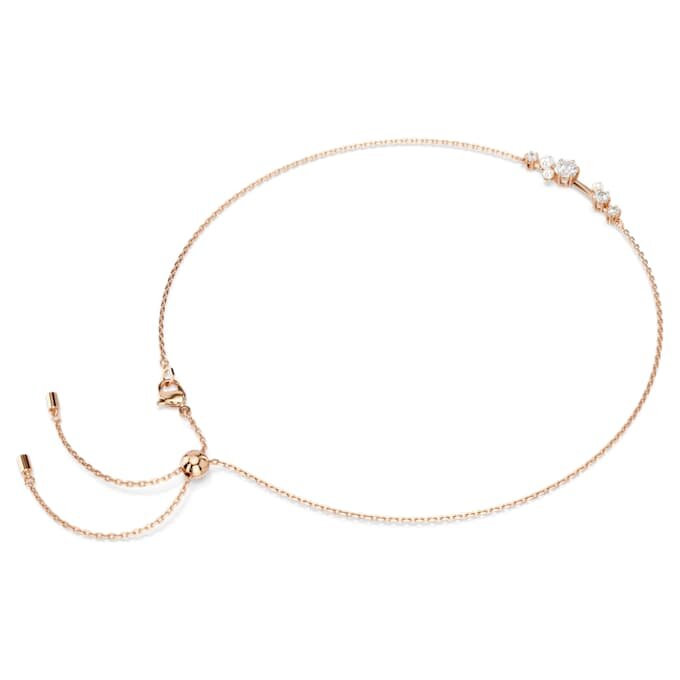 Collier Constella Perle de cristal, tailles rondes, blanc, plaqué or rose Collier Constella Perle de cristal, tailles rondes, blanc, plaqué or rose