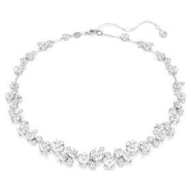 Collier Constella, taille ronde, blanc, plaqué rhodium