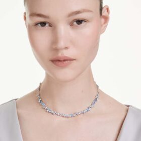Collier Constella, tailles variées, bleu, plaqué rhodium