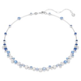Collier Constella, tailles variées, bleu, plaqué rhodium