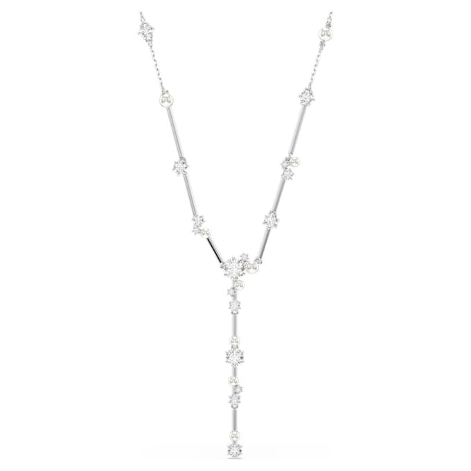 Collier Constella Y Perle de cristal, tailles rondes, blanc, plaqué rhodium Collier Constella Y Perle de cristal, tailles rondes, blanc, plaqué rhodium