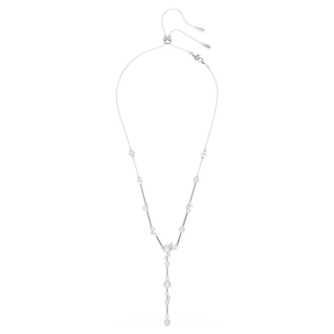 Collier Constella Y Perle de cristal, tailles rondes, blanc, plaqué rhodium Collier Constella Y Perle de cristal, tailles rondes, blanc, plaqué rhodium