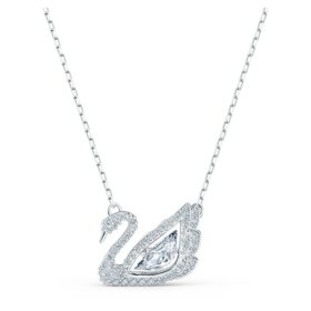 Collier Cygne « Dancing Swan », blanc, plaqué rhodium