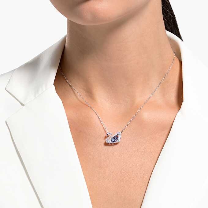 Collier « Cygne dansant », bleu, plaqué rhodium Collier « Cygne dansant », bleu, plaqué rhodium