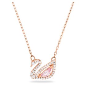 Collier Cygne, rose, plaqué or rose