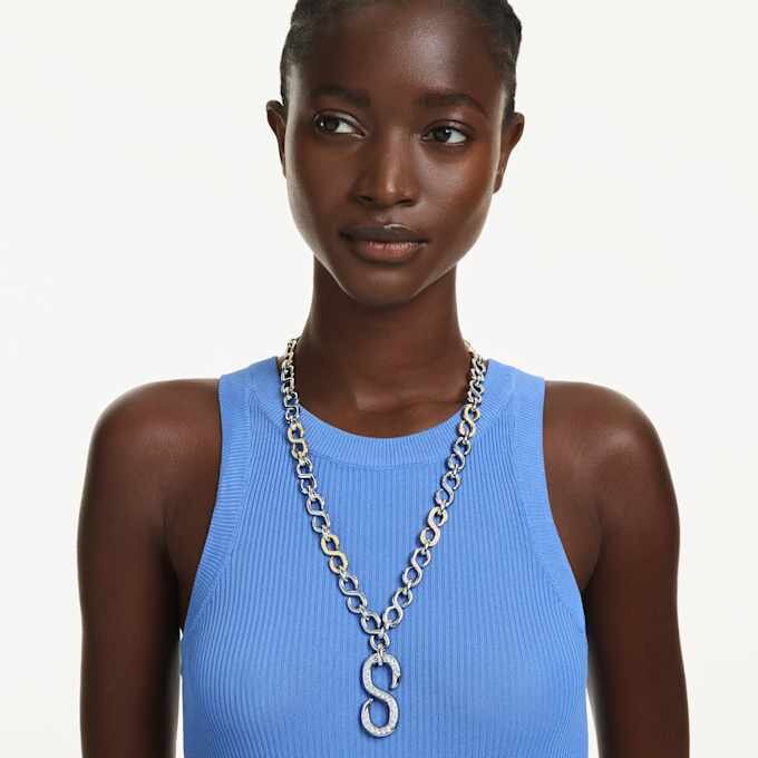 Collier Dextera Strandage à maillons ronds, blanc, finition métaux mélangés Collier Dextera Strandage à maillons ronds, blanc, finition métaux mélangés