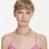 Collier Dextera, taille ronde, chaîne, blanc, finition en métaux mélangés Collier Dextera, taille ronde, chaîne, blanc, finition en métaux mélangés