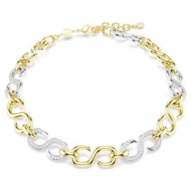 Collier Dextera, taille ronde, chaîne, blanc, finition en métaux mélangés