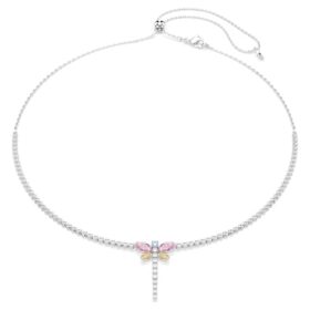 Collier en Y Ariana Grande X Swarovski, tailles variées, libellule, multicolore, plaqué rhodium
