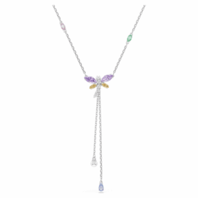 Collier en Y Ariana Grande X Swarovski, tailles variées, libellule, multicolore, plaqué rhodium
