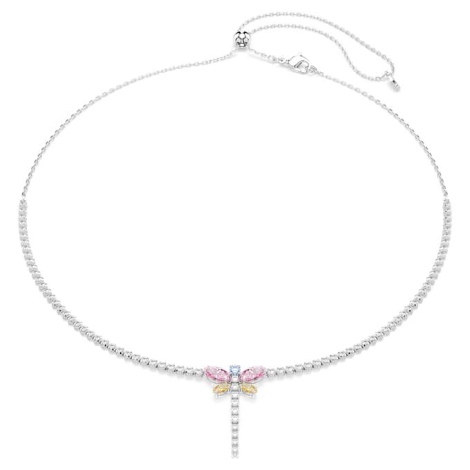 Collier en Y Ariana Grande X Swarovski, tailles variées, libellule, multicolore, plaqué rhodium Collier en Y Ariana Grande X Swarovski, tailles variées, libellule, multicolore, plaqué rhodium