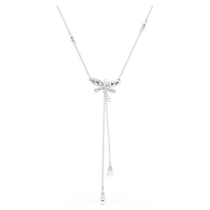 Collier en Y Ariana Grande X Swarovski, tailles variées, libellule, multicolore, plaqué rhodium Collier en Y Ariana Grande X Swarovski, tailles variées, libellule, multicolore, plaqué rhodium