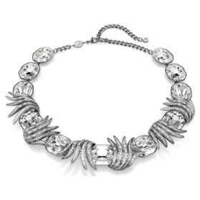 Collier « Feather » de la collection « The Vienna Collection », blanc, plaqué ruthénium