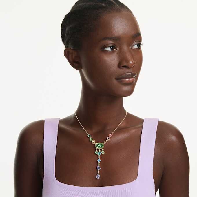 Collier Gema en Y, tailles variées, multicolore, plaqué or Collier Gema en Y, tailles variées, multicolore, plaqué or