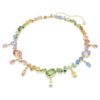Collier Gema à tailles variées, cristaux pendants, multicolore, plaqué or Collier Gema à tailles variées, cristaux pendants, multicolore, plaqué or