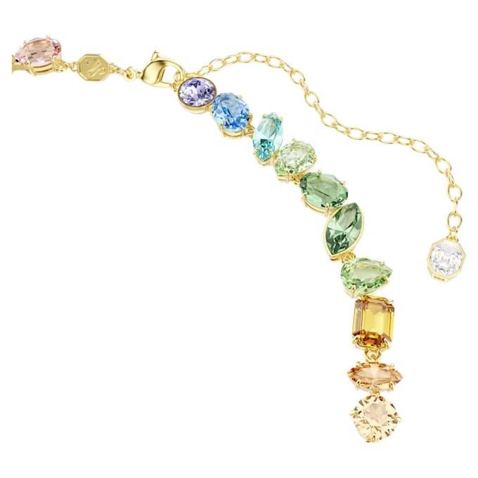 Collier Gema à tailles variées, cristaux pendants, multicolore, plaqué or Collier Gema à tailles variées, cristaux pendants, multicolore, plaqué or