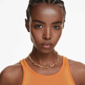 Collier Gema, tailles variées, jaune, plaqué or