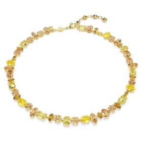Collier Gema, tailles variées, jaune, plaqué or