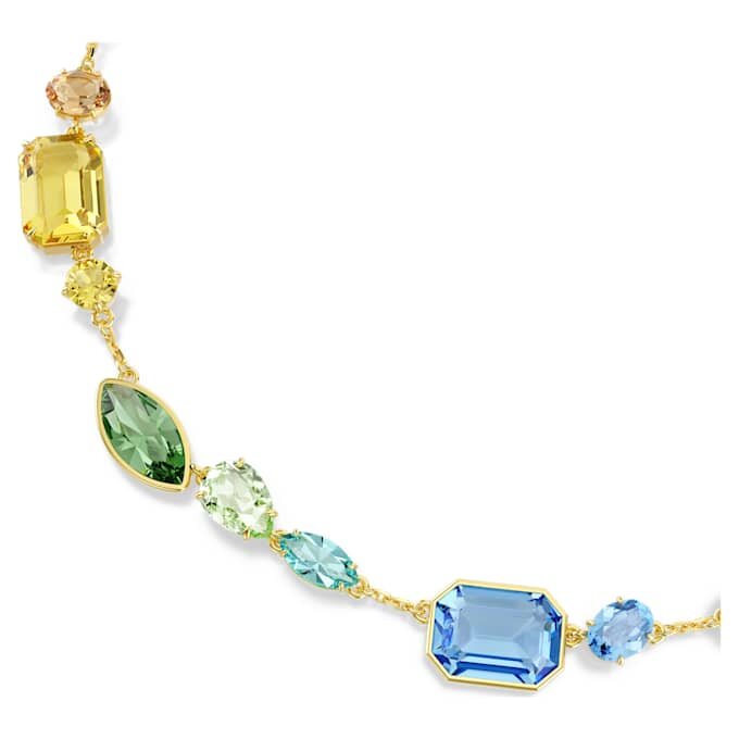 Collier Gema, tailles variées, multicolore, plaqué or