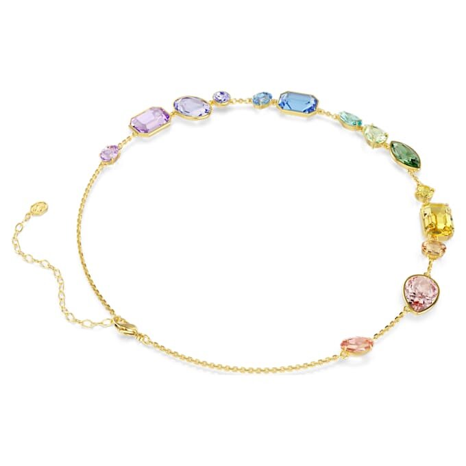 Collier Gema, tailles variées, multicolore, plaqué or