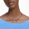 Collier Gema, tailles variées, multicolore, plaqué rhodium