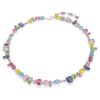 Collier Gema, tailles variées, multicolore, plaqué rhodium