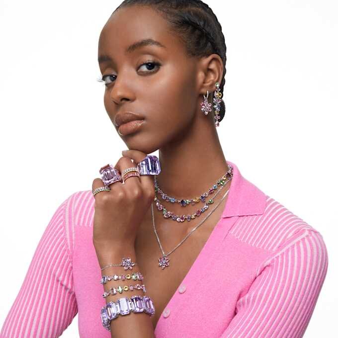 Collier Gema, tailles variées, multicolore, plaqué rhodium Collier Gema, tailles variées, multicolore, plaqué rhodium
