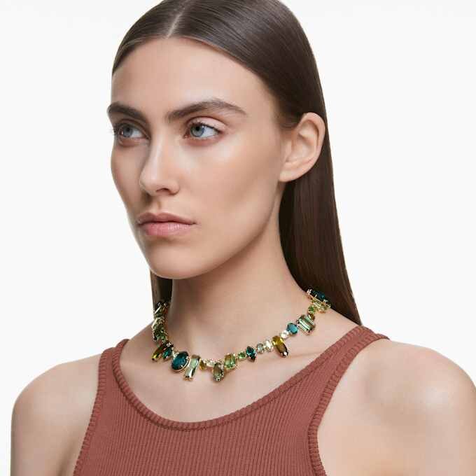 Collier Gema, tailles variées, vert, plaqué or Collier Gema, tailles variées, vert, plaqué or
