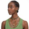 Collier Gema, tailles variées, vert, plaqué or Collier Gema, tailles variées, vert, plaqué or