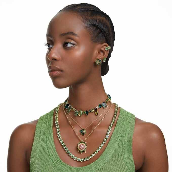 Collier Gema, tailles variées, vert, plaqué or Collier Gema, tailles variées, vert, plaqué or