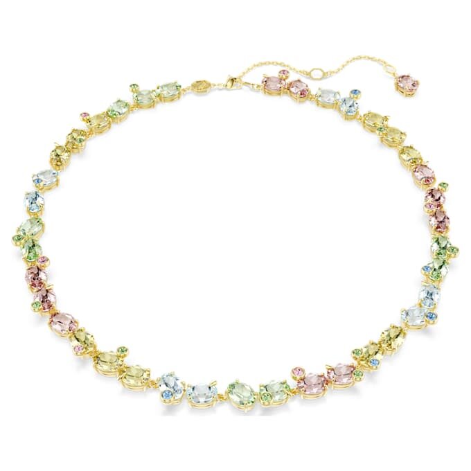 Collier Gema Tennis, tailles variées, multicolore, plaqué or Collier Gema Tennis, tailles variées, multicolore, plaqué or