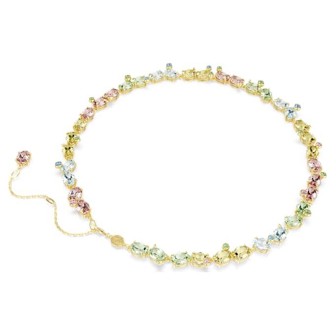 Collier Gema Tennis, tailles variées, multicolore, plaqué or Collier Gema Tennis, tailles variées, multicolore, plaqué or