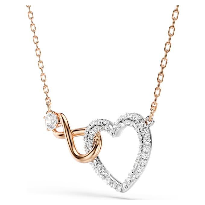 Collier Hyperbola « Infinity and Heart », blanc, finition métaux mélangés Collier Hyperbola « Infinity and Heart », blanc, finition métaux mélangés
