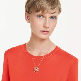 Collier Hyperbola, taille ronde, blanc, plaqué or