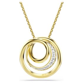 Collier Hyperbola, taille ronde, blanc, plaqué or