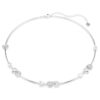 Collier Idyllia « Cœur et flèche », blanc, plaqué rhodium