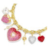 Collier Idyllia : coupes variées, cœur, clé, multicolore, plaqué or Collier Idyllia : coupes variées, cœur, clé, multicolore, plaqué or