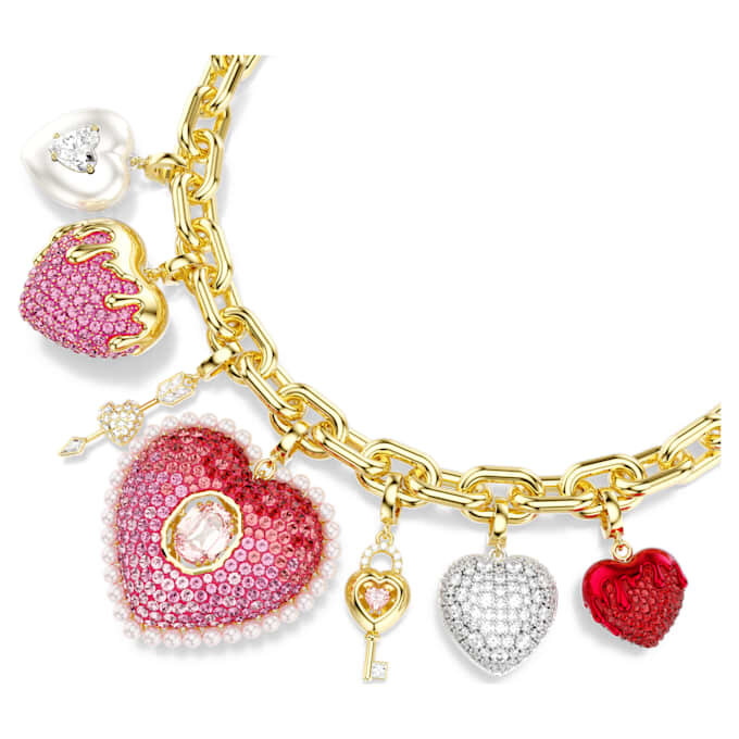 Collier Idyllia : coupes variées, cœur, clé, multicolore, plaqué or Collier Idyllia : coupes variées, cœur, clé, multicolore, plaqué or