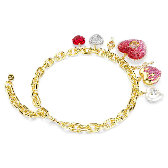 Collier Idyllia : coupes variées, cœur, clé, multicolore, plaqué or Collier Idyllia : coupes variées, cœur, clé, multicolore, plaqué or