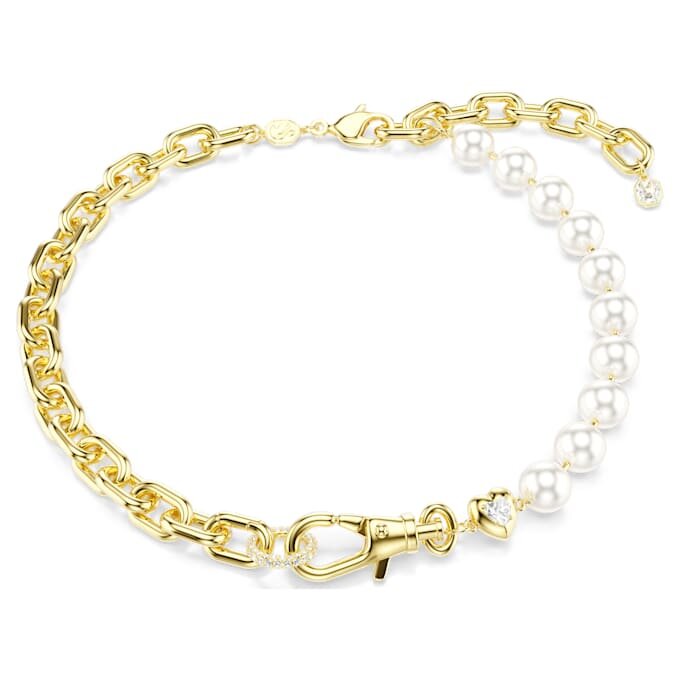 Collier Idyllia perles de cristal, blanc, plaqué or Collier Idyllia perles de cristal, blanc, plaqué or