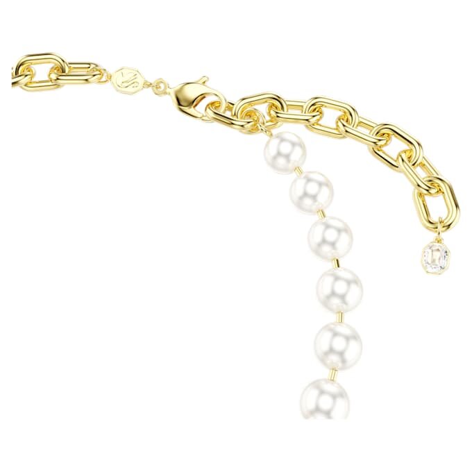 Collier Idyllia perles de cristal, blanc, plaqué or Collier Idyllia perles de cristal, blanc, plaqué or