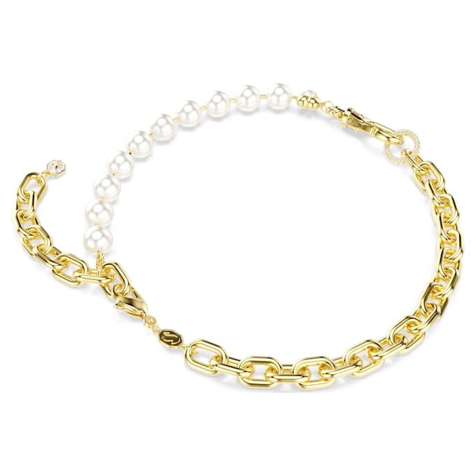 Collier Idyllia perles de cristal, blanc, plaqué or Collier Idyllia perles de cristal, blanc, plaqué or