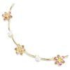 Collier Idyllia : perles de cristal, tailles variées, motif floral, multicolore, plaqué or