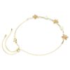 Collier Idyllia : perles de cristal, tailles variées, motif floral, multicolore, plaqué or